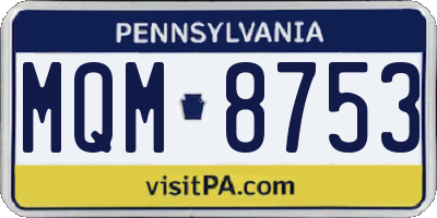 PA license plate MQM8753