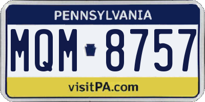 PA license plate MQM8757
