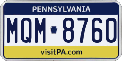 PA license plate MQM8760