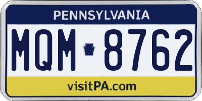 PA license plate MQM8762