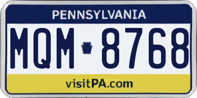 PA license plate MQM8768