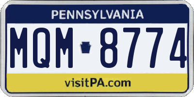 PA license plate MQM8774