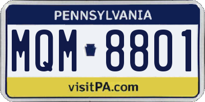 PA license plate MQM8801