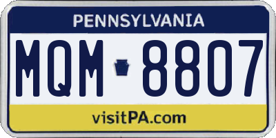 PA license plate MQM8807