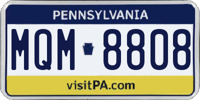 PA license plate MQM8808