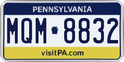 PA license plate MQM8832