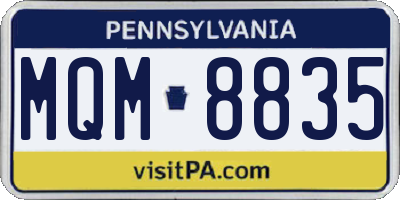 PA license plate MQM8835