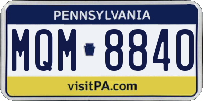 PA license plate MQM8840