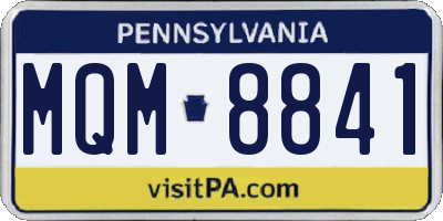 PA license plate MQM8841