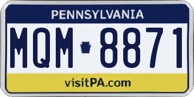 PA license plate MQM8871