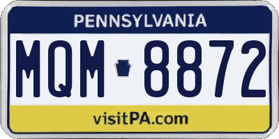 PA license plate MQM8872