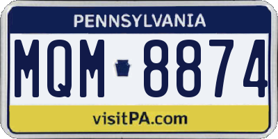 PA license plate MQM8874