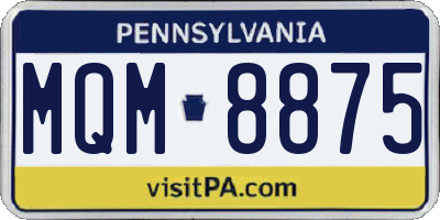 PA license plate MQM8875