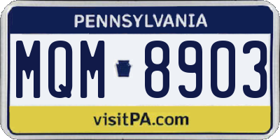 PA license plate MQM8903