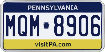 PA license plate MQM8906