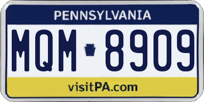 PA license plate MQM8909