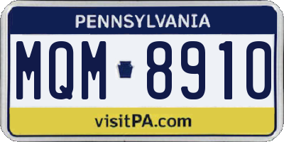 PA license plate MQM8910
