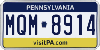 PA license plate MQM8914