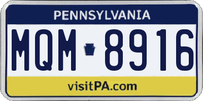 PA license plate MQM8916