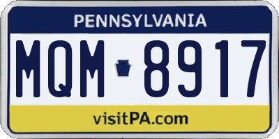 PA license plate MQM8917