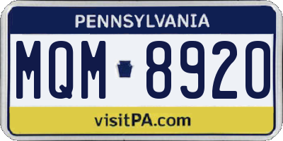 PA license plate MQM8920