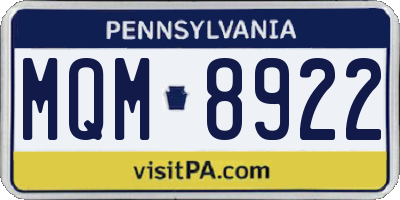 PA license plate MQM8922