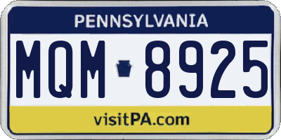 PA license plate MQM8925