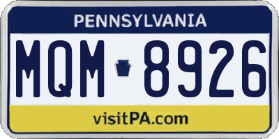 PA license plate MQM8926
