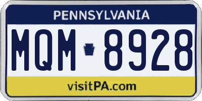 PA license plate MQM8928