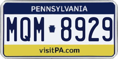 PA license plate MQM8929