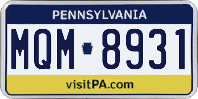 PA license plate MQM8931