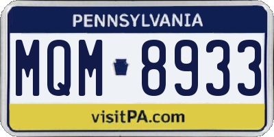 PA license plate MQM8933