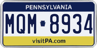 PA license plate MQM8934