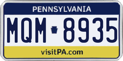 PA license plate MQM8935