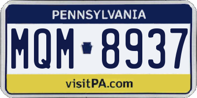PA license plate MQM8937