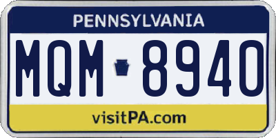 PA license plate MQM8940