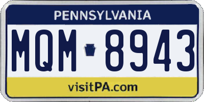 PA license plate MQM8943