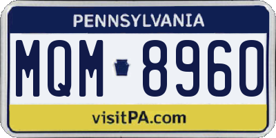 PA license plate MQM8960