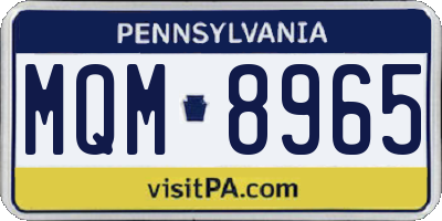 PA license plate MQM8965