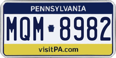 PA license plate MQM8982