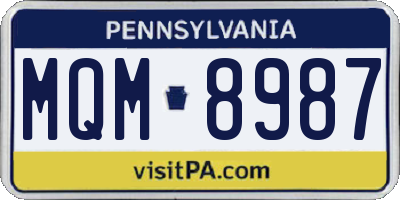 PA license plate MQM8987