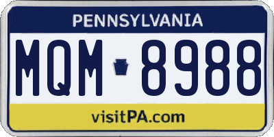 PA license plate MQM8988