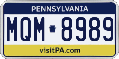 PA license plate MQM8989