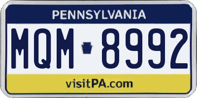 PA license plate MQM8992