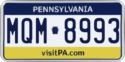 PA license plate MQM8993