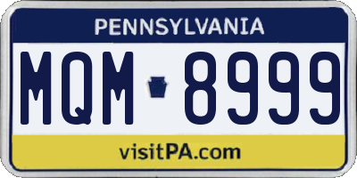 PA license plate MQM8999