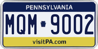 PA license plate MQM9002
