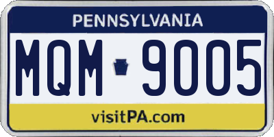 PA license plate MQM9005