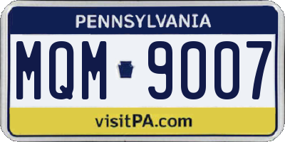 PA license plate MQM9007