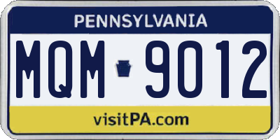 PA license plate MQM9012